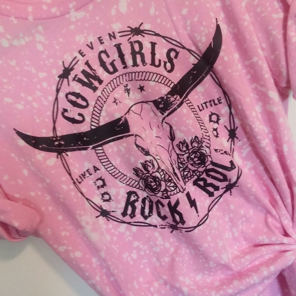 Cow Girl Rock in Roll Bleached Tee